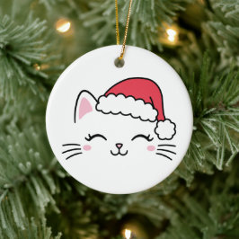 クリスマスキャットセラミックオーナメント セラミックオーナメント