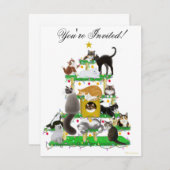 クリスマスキャットツリー招待状 招待状 (正面/裏面)