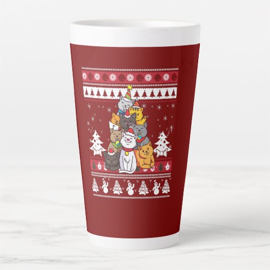 クリスマスキャットツリー カフェラテマグ (正面)