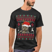 クリスマスキャットトナカイの醜いクリスマスセーター Tシャツ (正面)