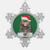 クリスマスキャットハンバグペウタースノーフレークオーナメント スノーフレークピューターオーナメント (正面)