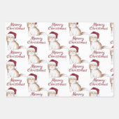 クリスマスキャットパターン ラッピングペーパーシート (正面)