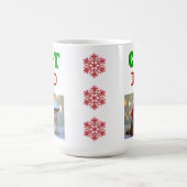 クリスマスキャットパパポープリントスノーフレーク写真 コーヒーマグカップ (中央)
