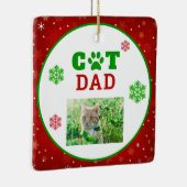 クリスマスキャットパパポープリントスノーフレーク写真 セラミックオーナメント (右)