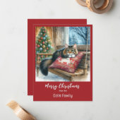 クリスマスキャットパーソナライズされたホリデー ノートカード (正面/裏面インサイチュ)