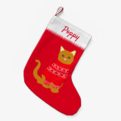 クリスマスキャットフェスティバルレッドジャンパー スモールクリスマスストッキング (正面 (吊り時))