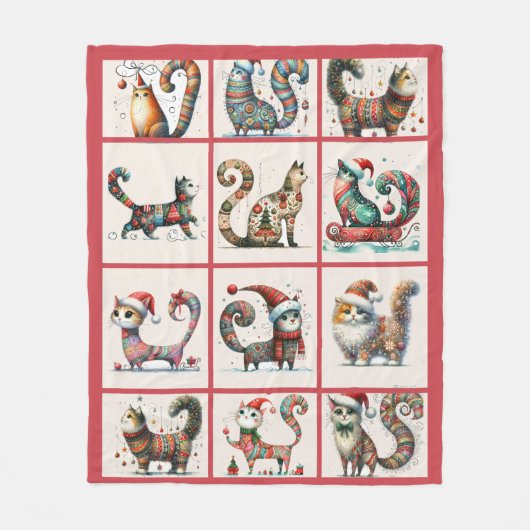 クリスマスキャットフリースブランケット フリースブランケット (正面)