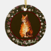 クリスマスキャットフローラ セラミックオーナメント (正面)