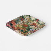 クリスマスキャットフローリストが花を飾っている ペーパープレート (傾斜あり)