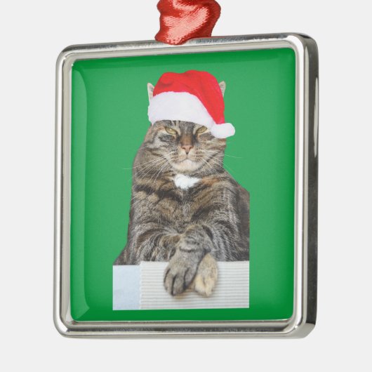 クリスマスキャットフンバブフォトプレミアムスクエアオーナメント メタルオーナメント (左)