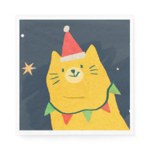 クリスマスキャットペーパーナプキン