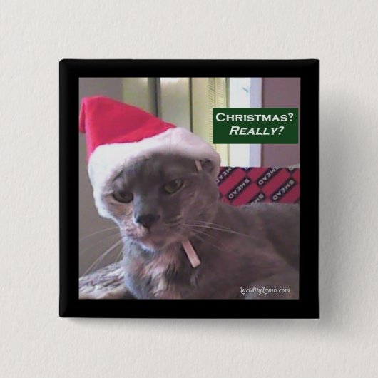 クリスマスキャットボタン 缶バッジ (正面)