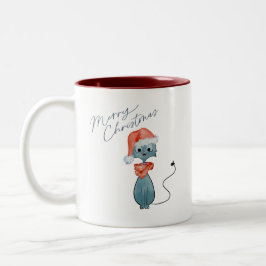 クリスマスキャットマグカップ ツートーンマグカップ