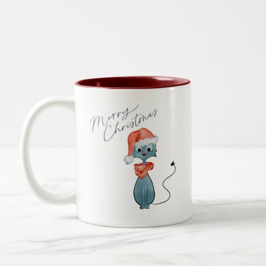 クリスマスキャットマグカップ ツートーンマグカップ (左)