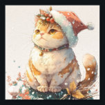 クリスマスキャットレッドハット ポスター<br><div class="desc">クリスマスの飾り付けにピッタリの赤いクリスマスハットを使ったかわいい猫</div>