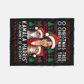 クリスマスキャットレディースフォーカマラサンタオーナメントパージ フリースブランケット (正面(横))