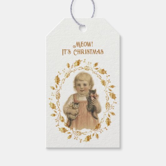 クリスマスキャットヴィンテージギフトラベル ギフトタグ (正面)