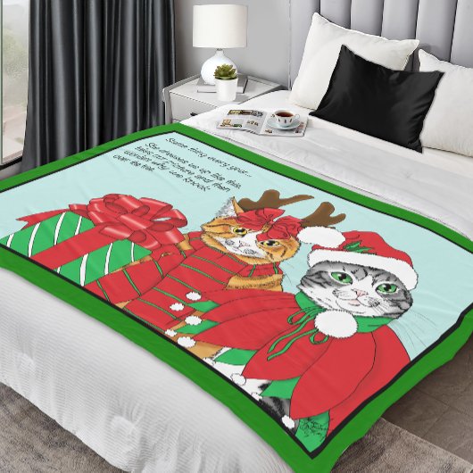 クリスマスキャット仲間 フリースブランケット