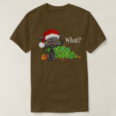クリスマスキャット何を退屈キャットサンタハットクリスマスT Tシャツ (デザイン正面)