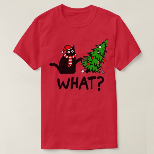 クリスマスキャット何 Tシャツ (デザイン正面)