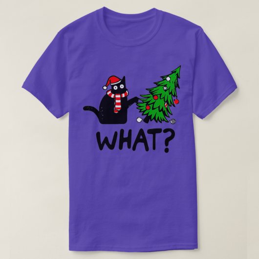クリスマスキャット何 Tシャツ (デザイン正面)