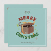 クリスマスキャット入りカートン 招待状 (正面/裏面)