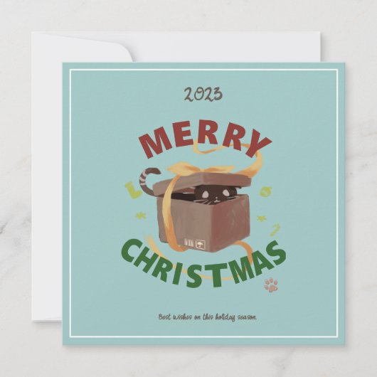 クリスマスキャット入りカートン 招待状 (正面)