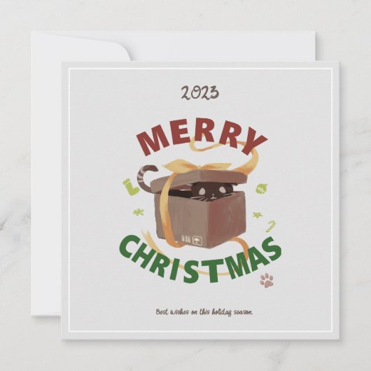 クリスマスキャット入りカートン 招待状 (正面)