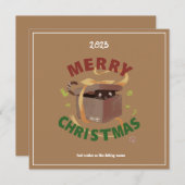 クリスマスキャット入りカートン 招待状 (正面/裏面)