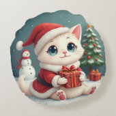 クリスマスキャット円形クッション ラウンドクッション (裏面)