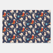 クリスマスキャット北欧の明るいパタモダンーン ラッピングペーパーシート (正面)