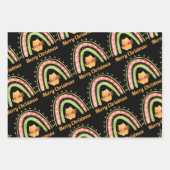 クリスマスキャット及びレインボーラッピング紙シート ラッピングペーパーシート (正面)