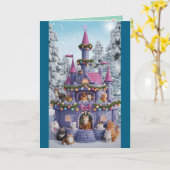 クリスマスキャット城 カード (黄色い花)