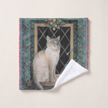 クリスマスキャット顔フランネル