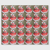 クリスマスキャット顔マスク ラッピングペーパー (フラット)