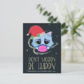 クリスマスキャット顔マスク | Covid 19を心配しない シーズンポストカード (スタンド正面)