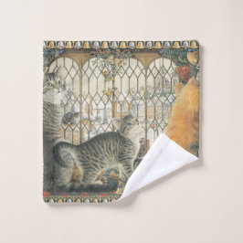 クリスマスキャット顔布 ウォッシュタオル