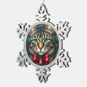 クリスマスキャット2024 スノーフレークピューターオーナメント (右)