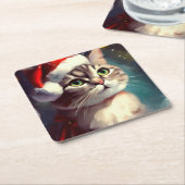 クリスマスキャット2 スクエアペーパーコースター (アングル)