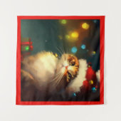 クリスマスキャット3 タペストリー (正面(横))