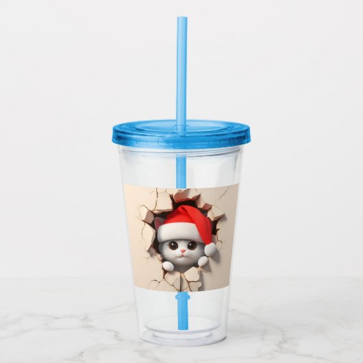 クリスマスキャット3D アクリルタンブラー (正面)