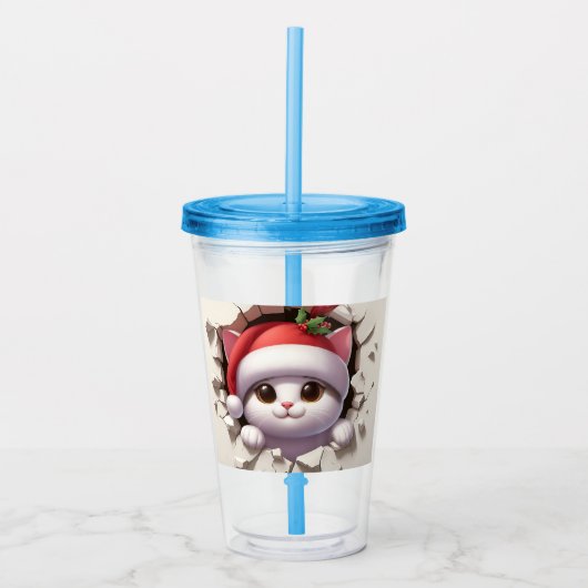 クリスマスキャット3D アクリルタンブラー (正面)