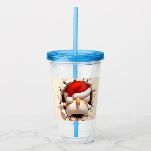 クリスマスキャット3D アクリルタンブラー (正面)