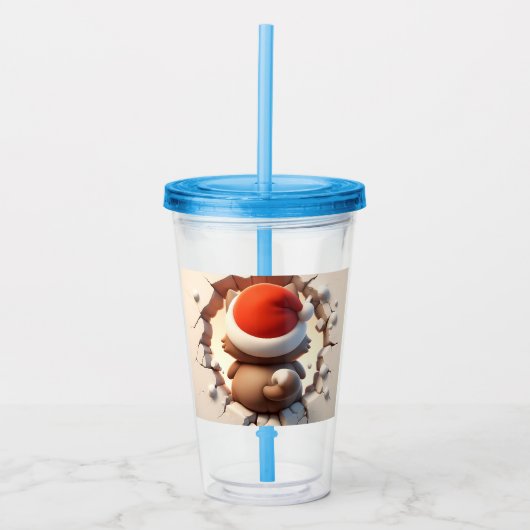 クリスマスキャット3D アクリルタンブラー (正面)