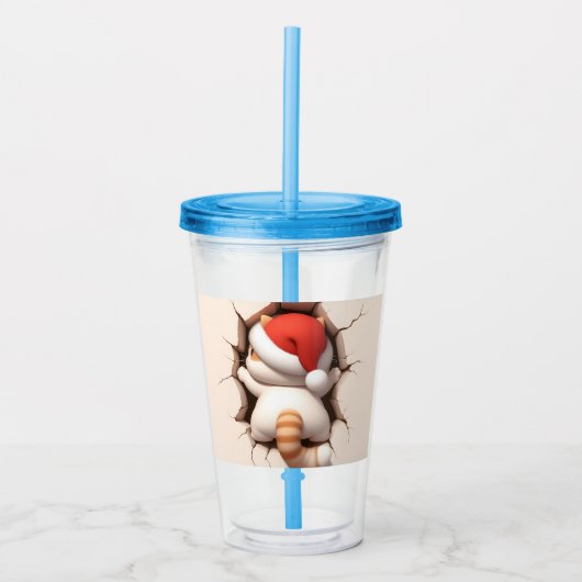 クリスマスキャット3D アクリルタンブラー (正面)