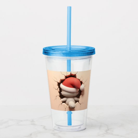 クリスマスキャット3D アクリルタンブラー (正面)