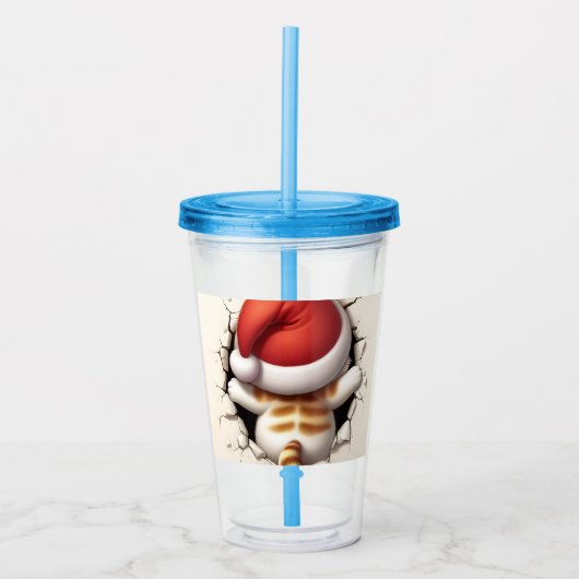クリスマスキャット3D アクリルタンブラー (正面)