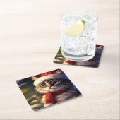 クリスマスキャット5 スクエアペーパーコースター (インサイチュ)