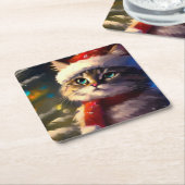 クリスマスキャット5 スクエアペーパーコースター (アングル)