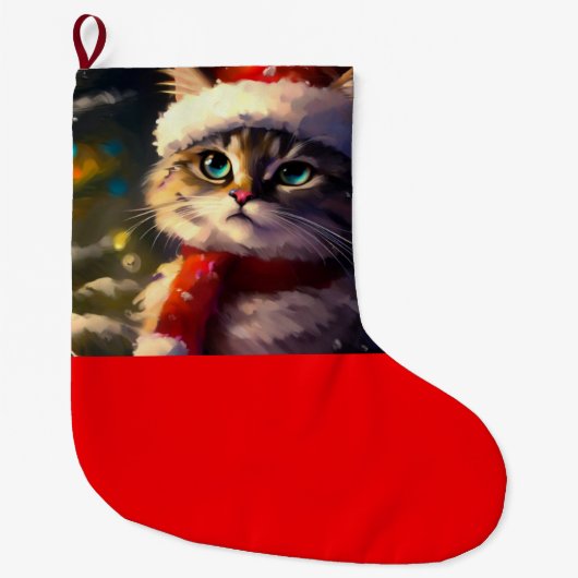 クリスマスキャット5 ラージクリスマスストッキング (正面)